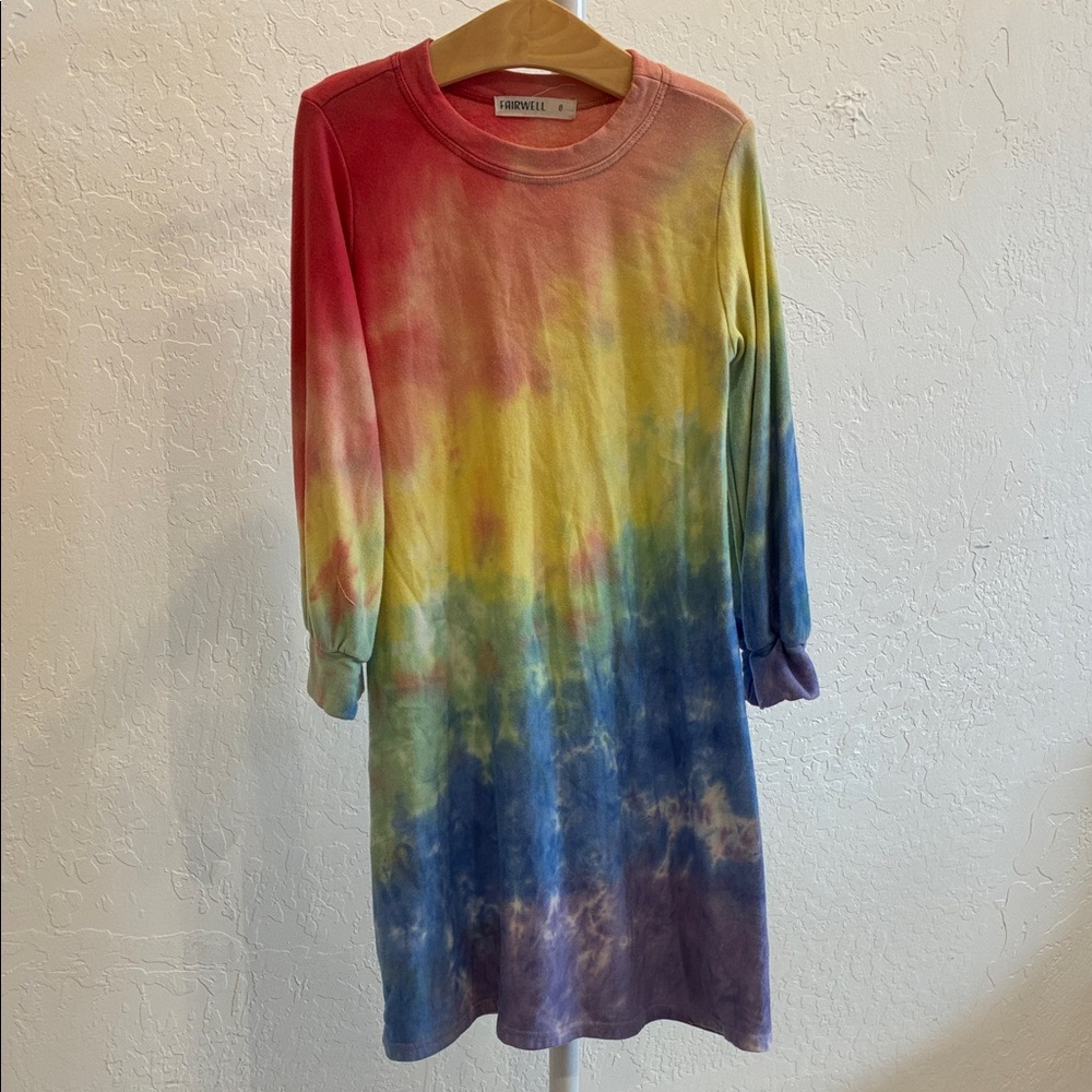 Fairwell Multicolor Tie-Dye Long Sleeve Dress